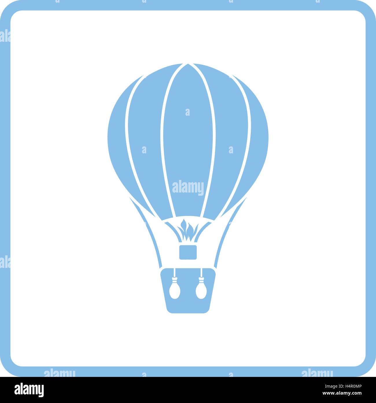 Hot air balloon icon. Blue frame design. Vector illustration. Stock Vector