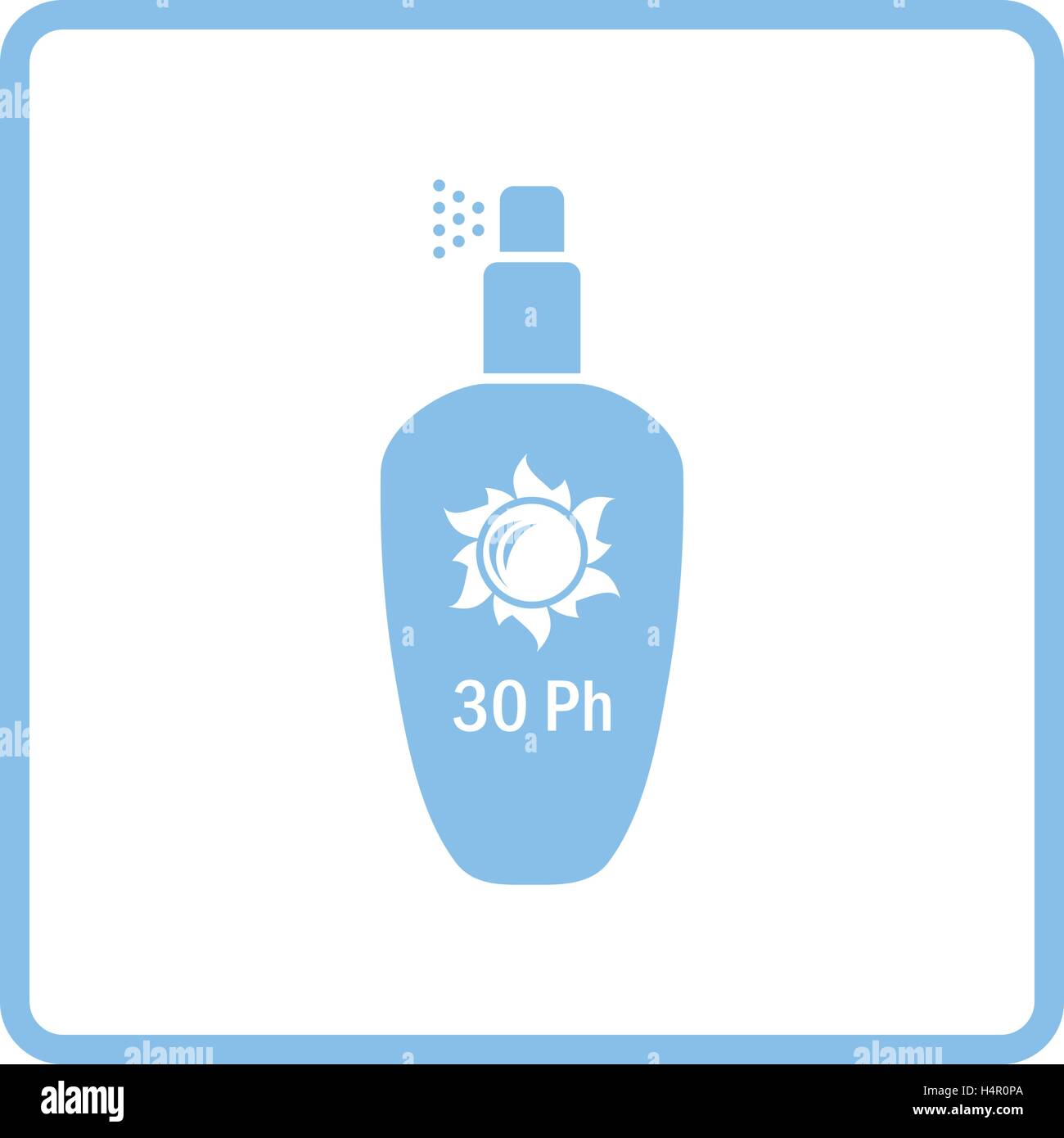Sun protection spray icon. Blue frame design. Vector illustration Stock ...