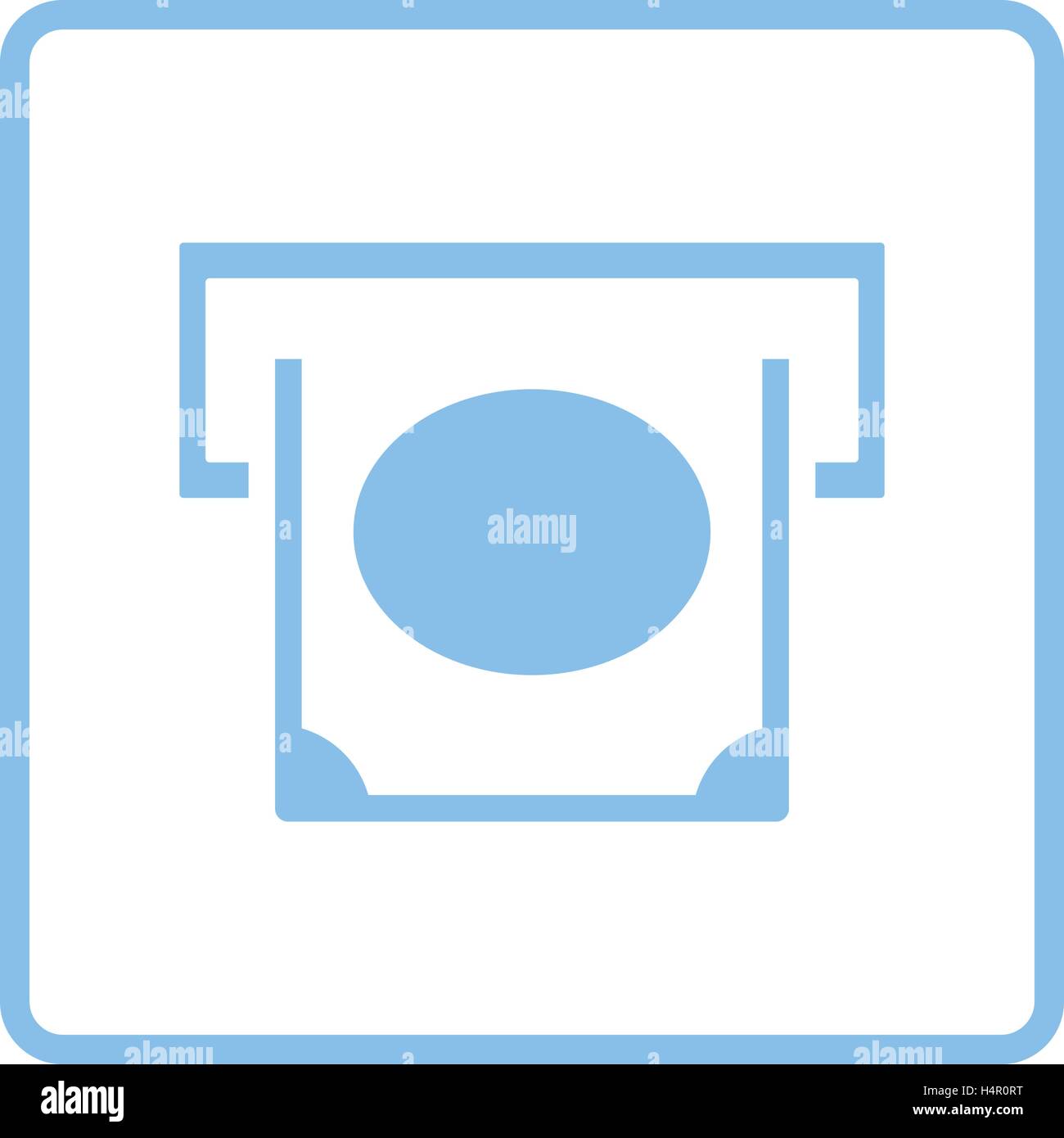 Banknote sliding from atm slot icon. Blue frame design. Vector ...
