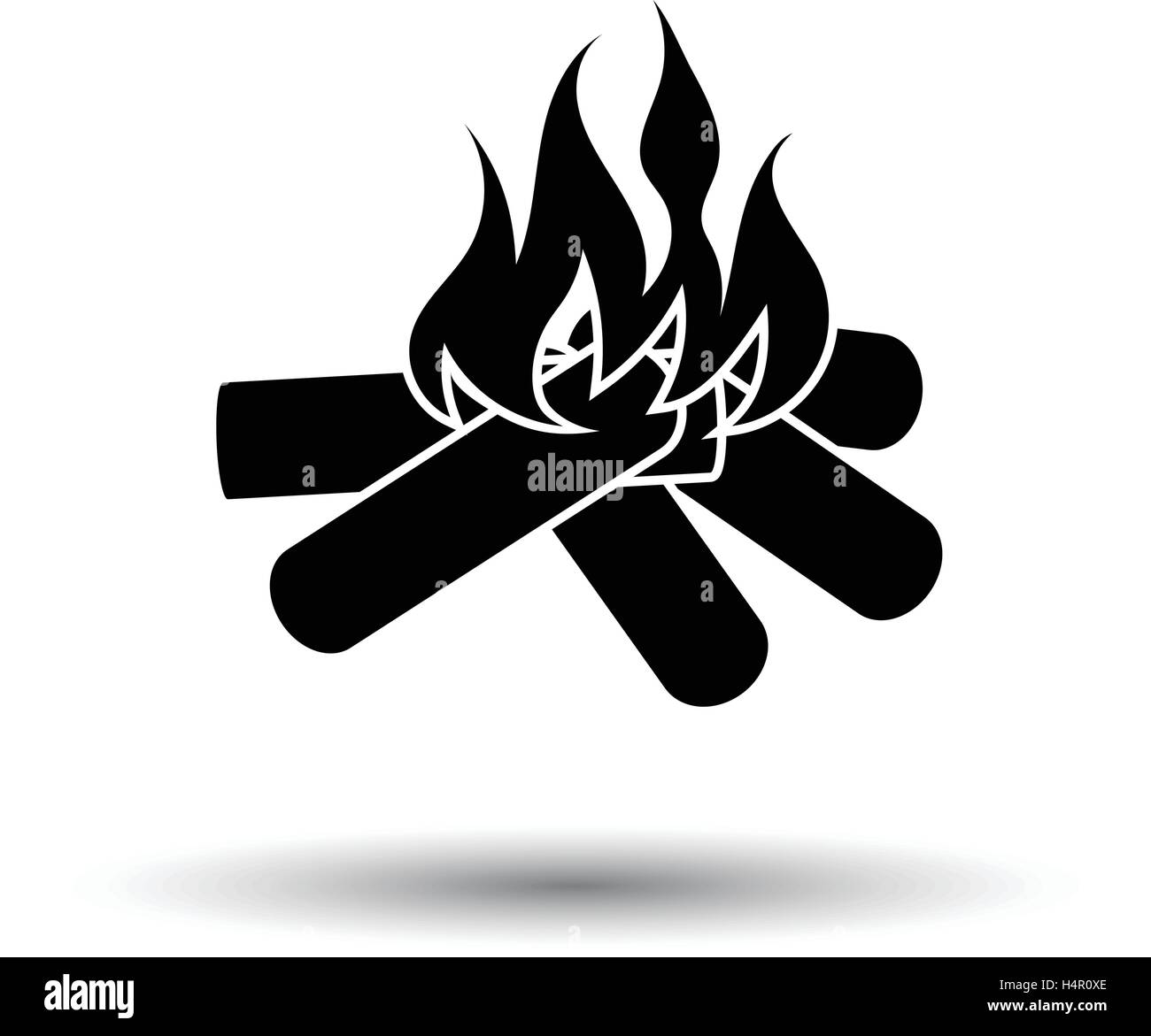 Camping fire  icon. White background with shadow design. Vector illustration. Stock Vector