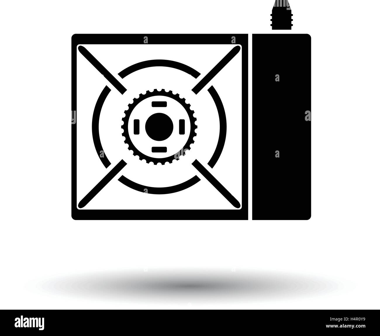 Camping gas burner stove icon. White background with shadow design. Vector illustration. Stock Vector