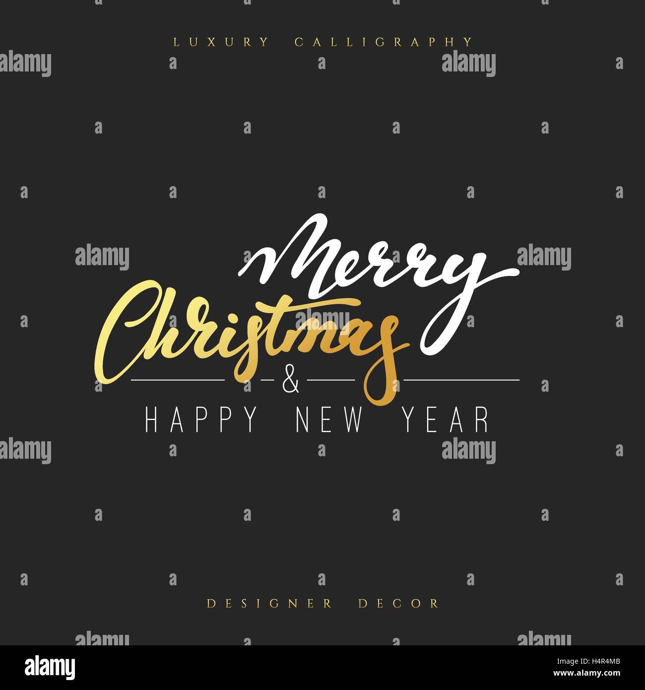 Merry christmas and Happy new year lettering handmade calligraphy Stock ...