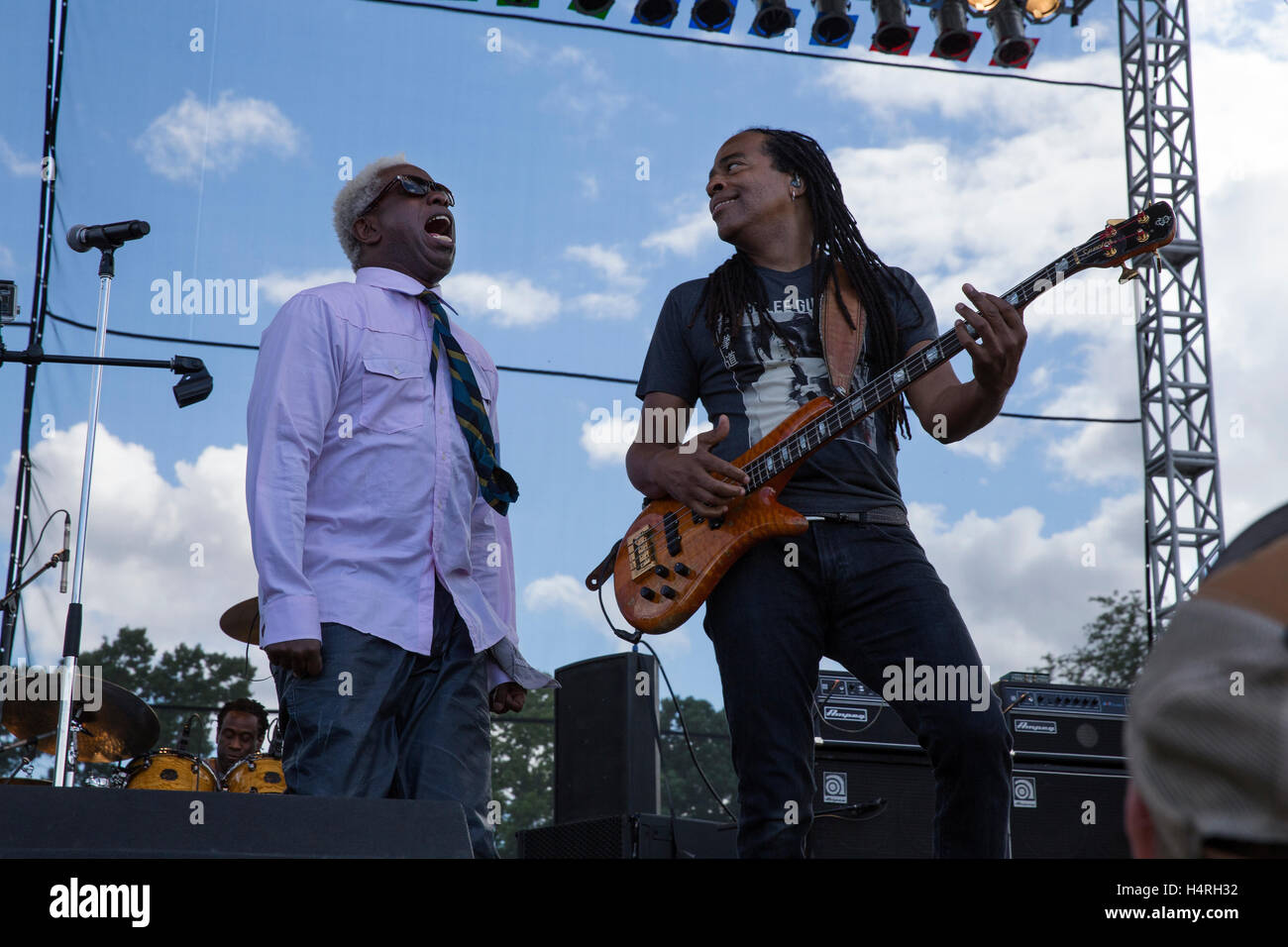 Vernon Reid (l) and Doug Wimbish of Living Colour performs at Riot Fest Chicago on September 11th, 2015 in Chicago, Illinois. Stock Photo