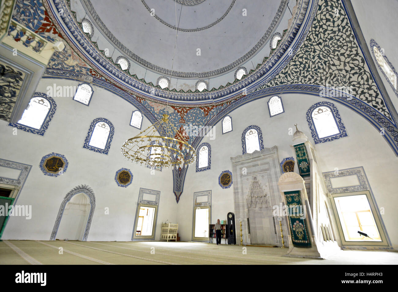 Mustafa Pasha Mosque. Inside wide angle view. Skopje, Macedonia Stock Photo