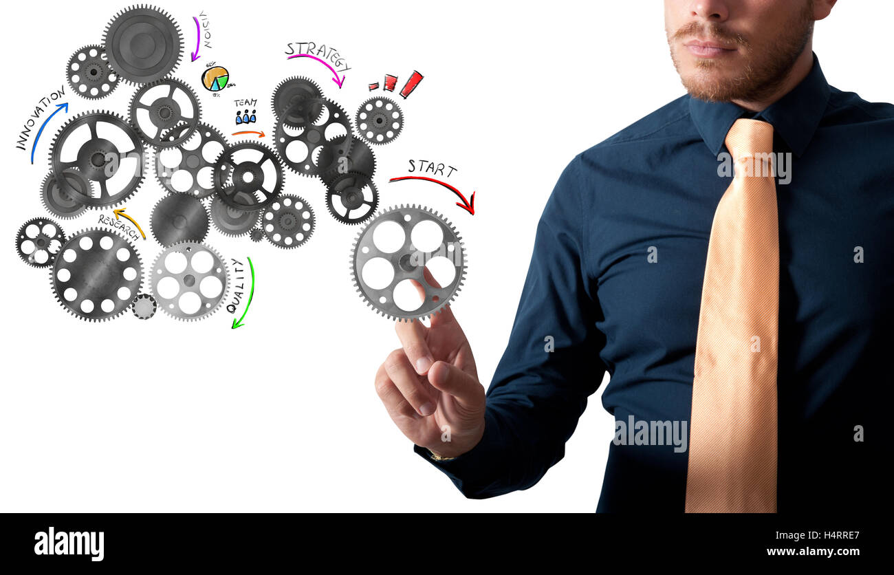 Analysis project with gears mechanism Stock Photo