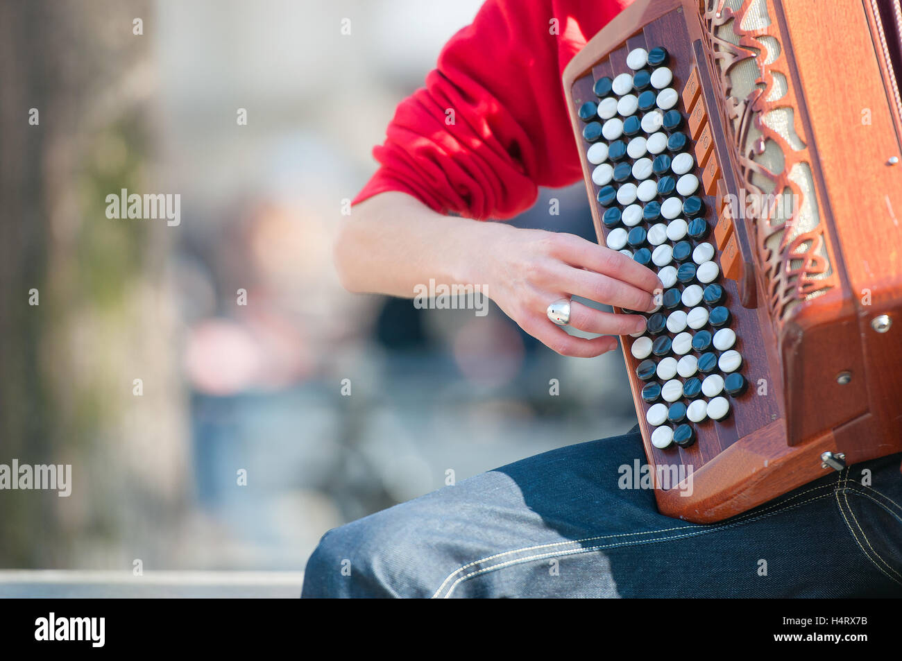 Accordion buttons in a girl played street Stock Photo Alamy
