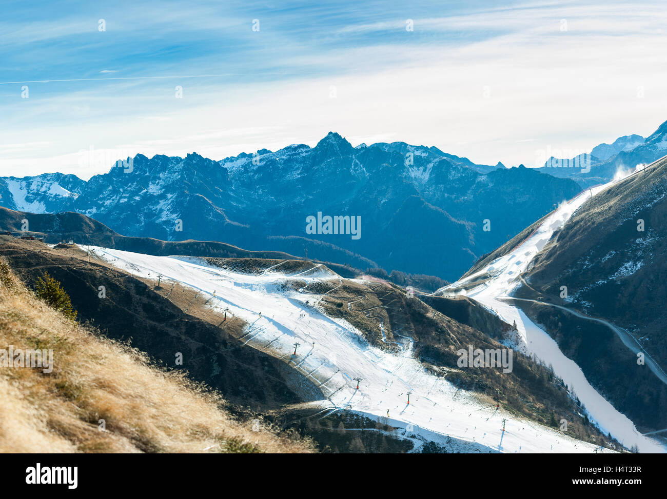 Ski resort only with artificial snow Stock Photo - Alamy