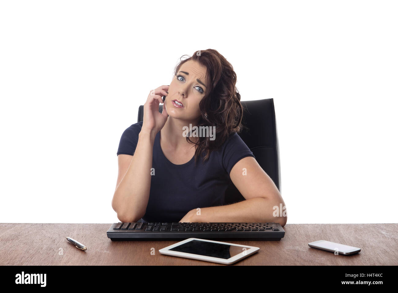 Portrait worried office worker sitting hi-res stock photography and ...