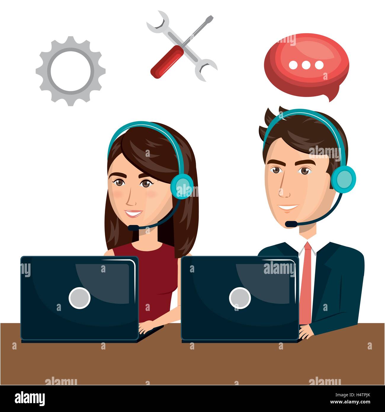 customer-service-agent-working-online-stock-vector-image-art-alamy