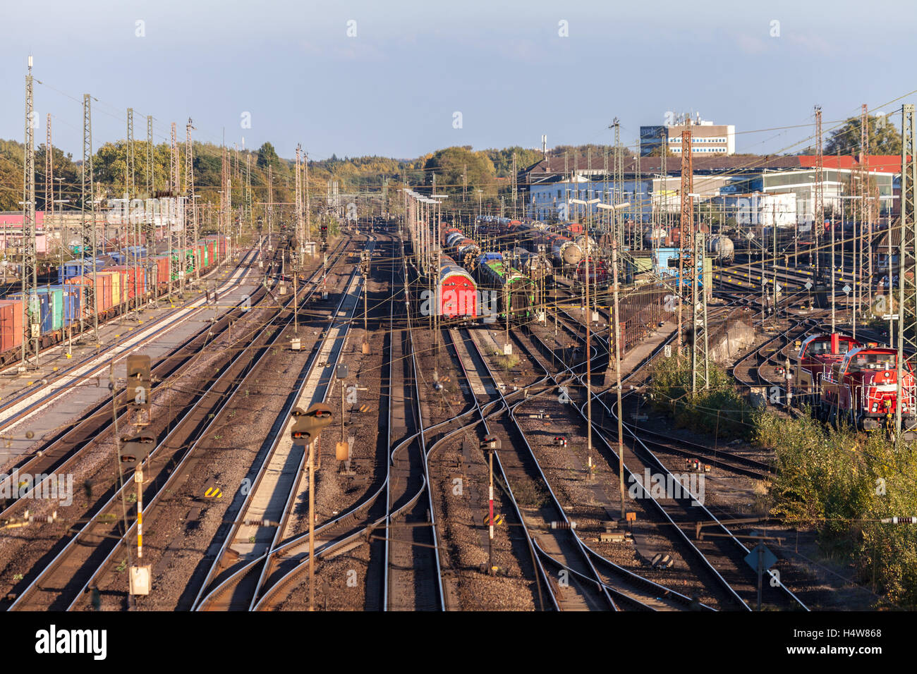 HANNOVER / GERMANY - OCTOBER 16, 2016: freight trains stands on the freight yard hannover / germany at october 16, 2016 Stock Photo