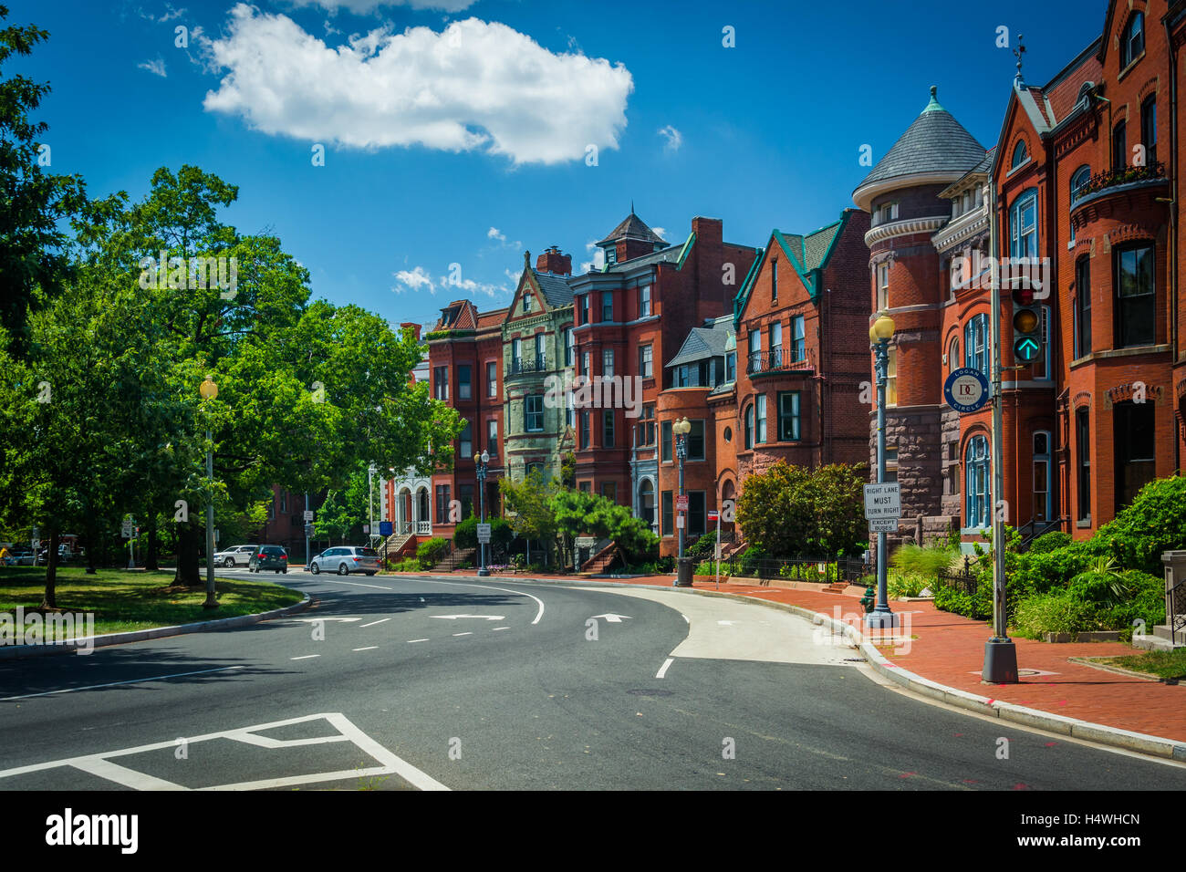 Historic row houses along Logan Circle, in Washington, DC Stock Photo