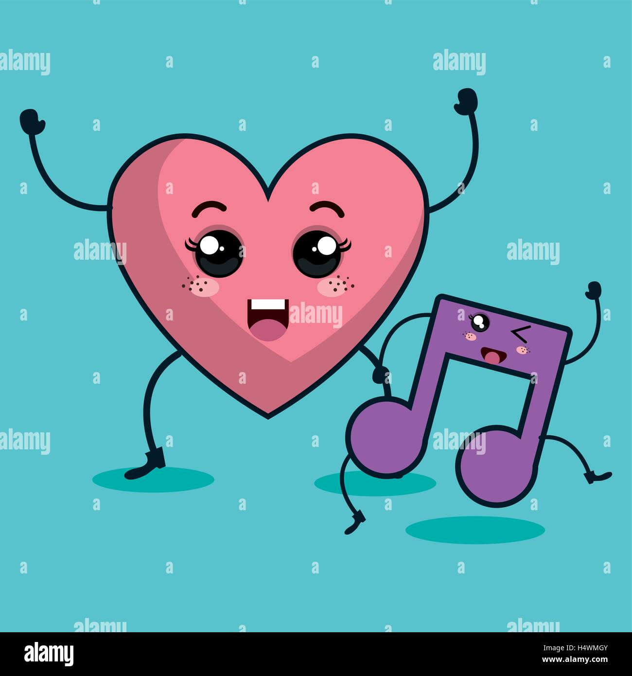 heart character kawaii style Stock Vector Image & Art - Alamy