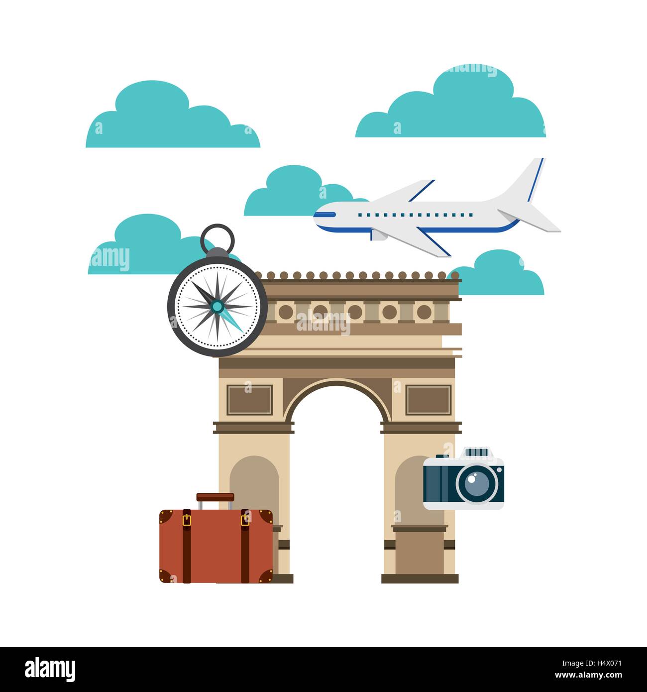 Arch of Triumph travel icons Stock Vector