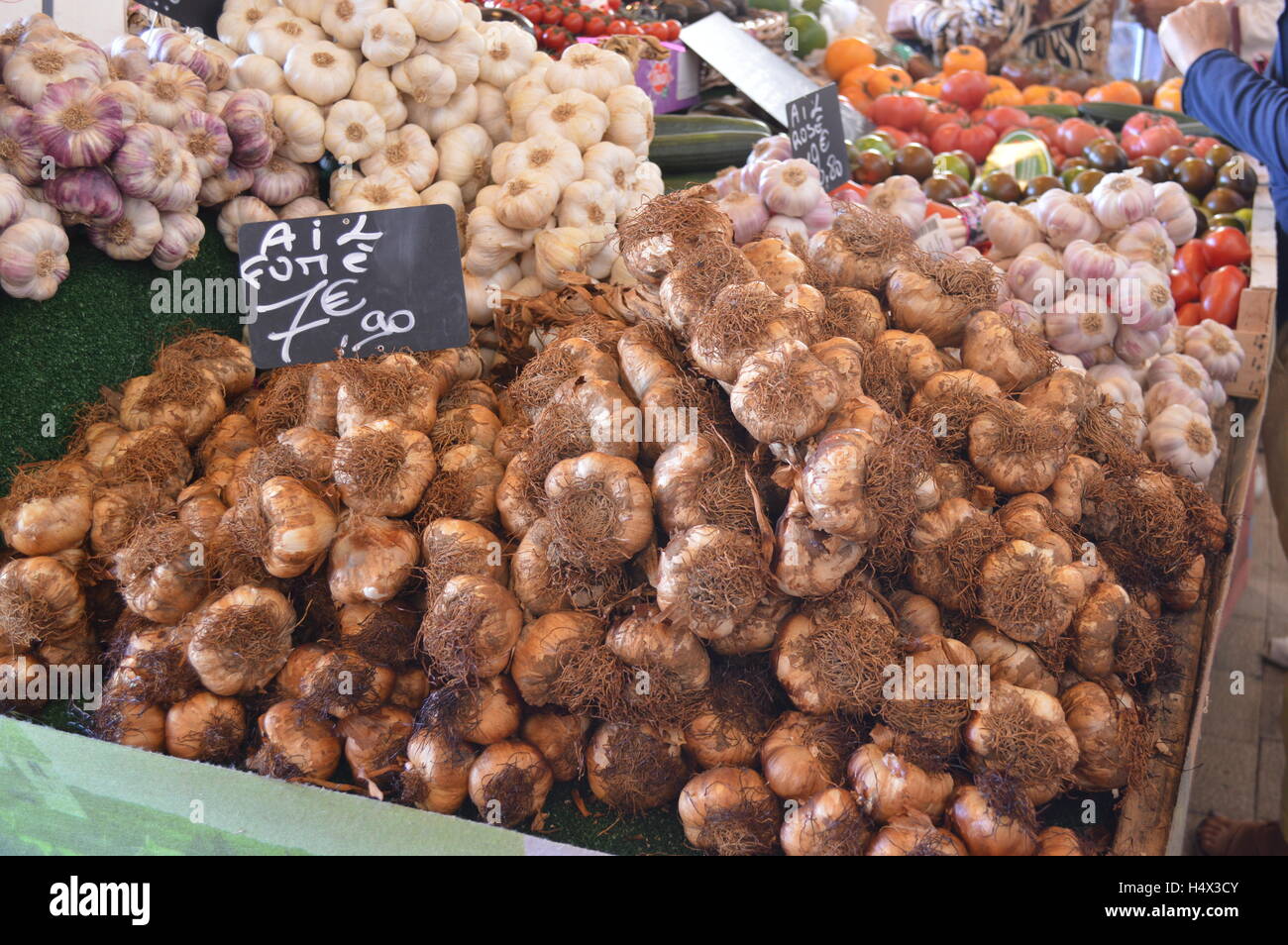 Vegetables, Market, Le Touquet, France, Summer 2016, Greens, Table, leaves, lettuce Stock Photo