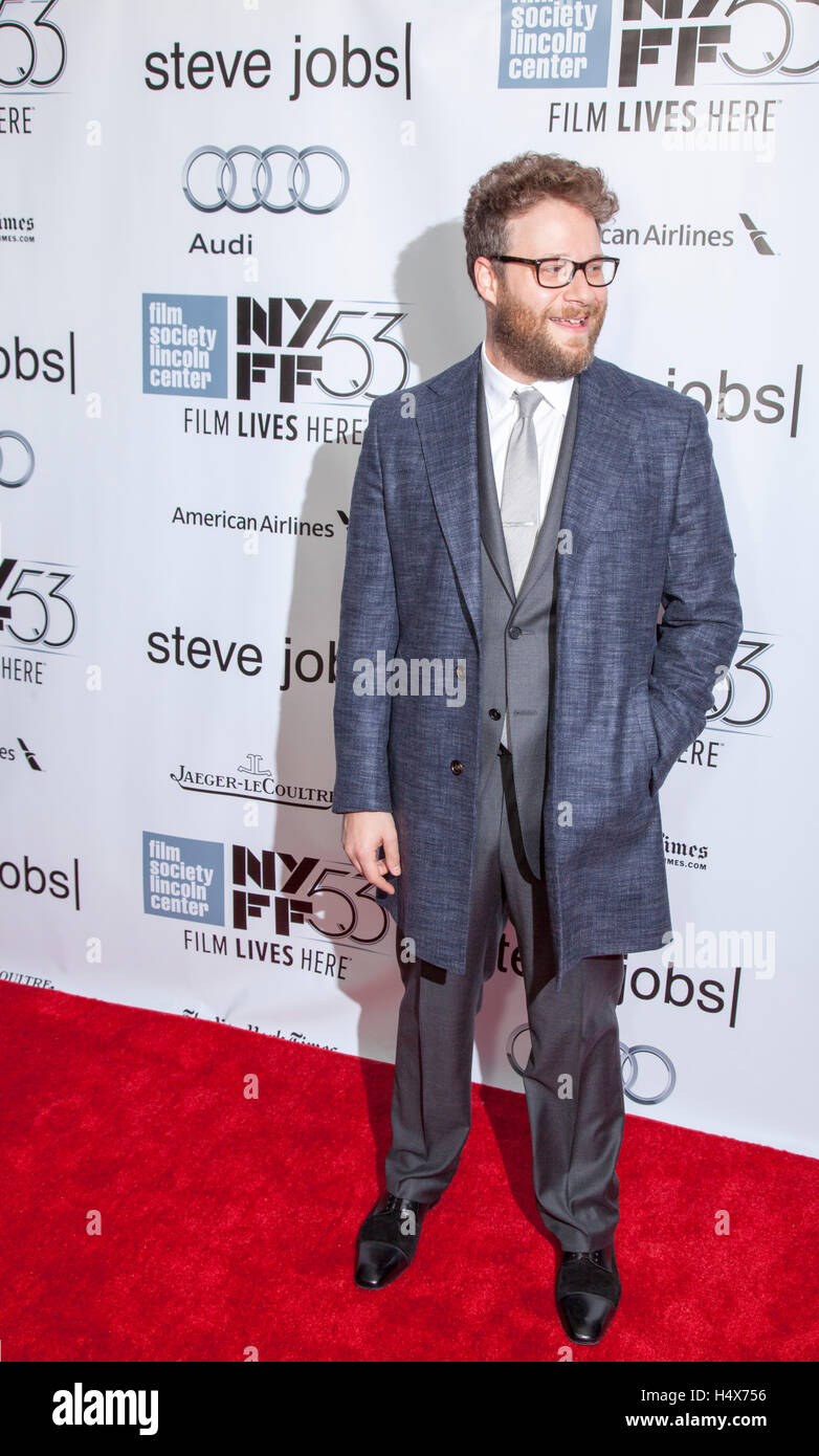 Seth Rogen attends the Steve Jobs Premier at The 53rd New York Film Festival at the Film Society of Lincoln Center on October 3rd, 2015 in New York City, New York. Stock Photo