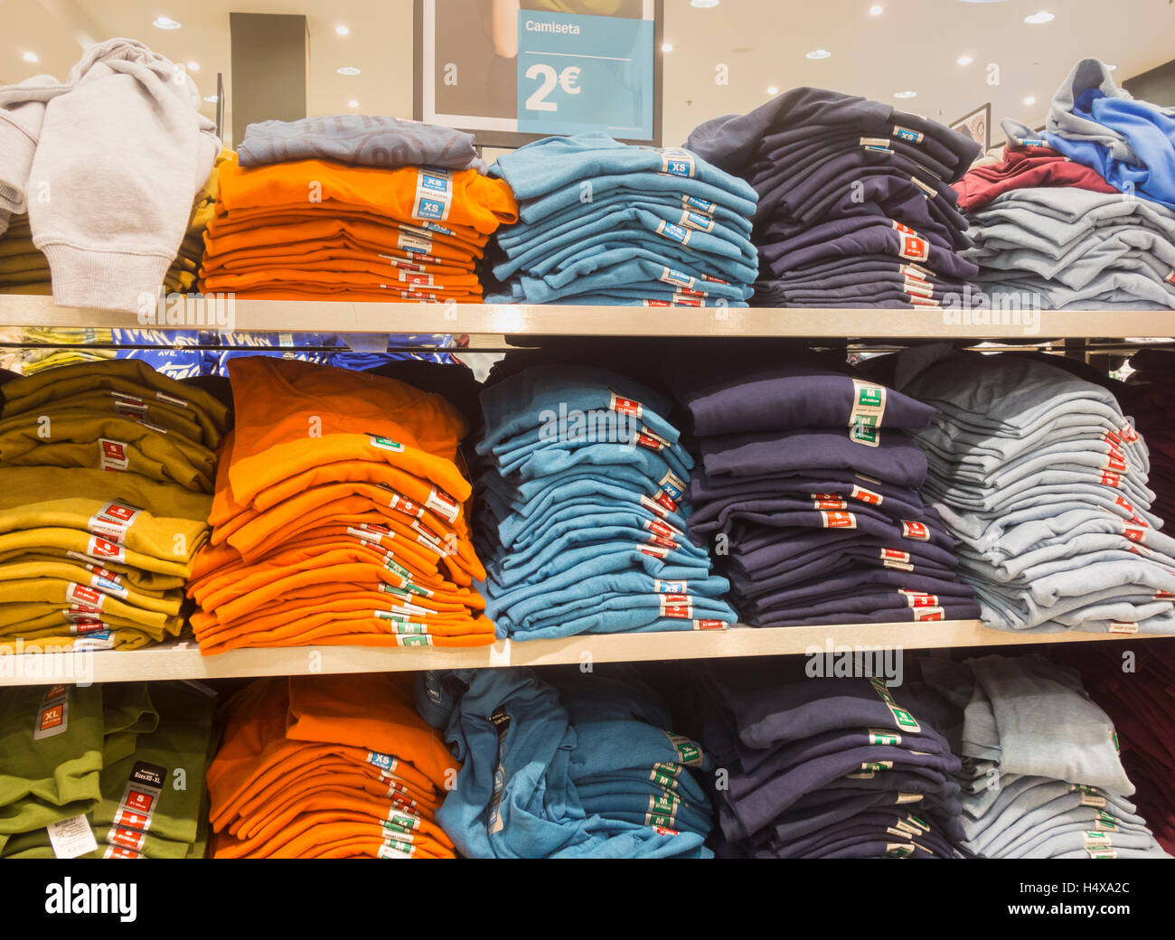 Two Euro T shirts in Primark store in Spain Stock Photo - Alamy