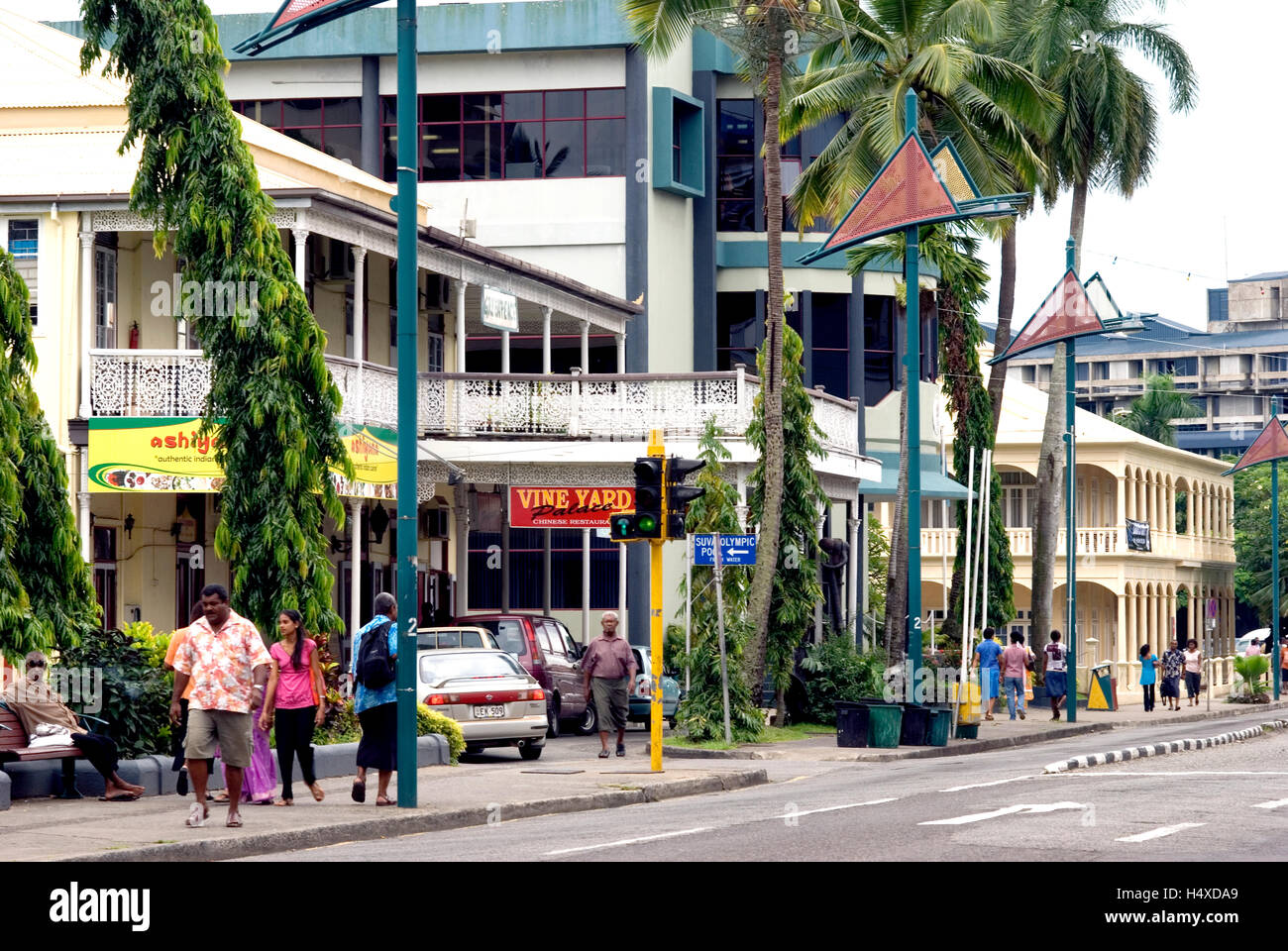 fiji, suva, old town hall & fintel building Stock Photo Alamy