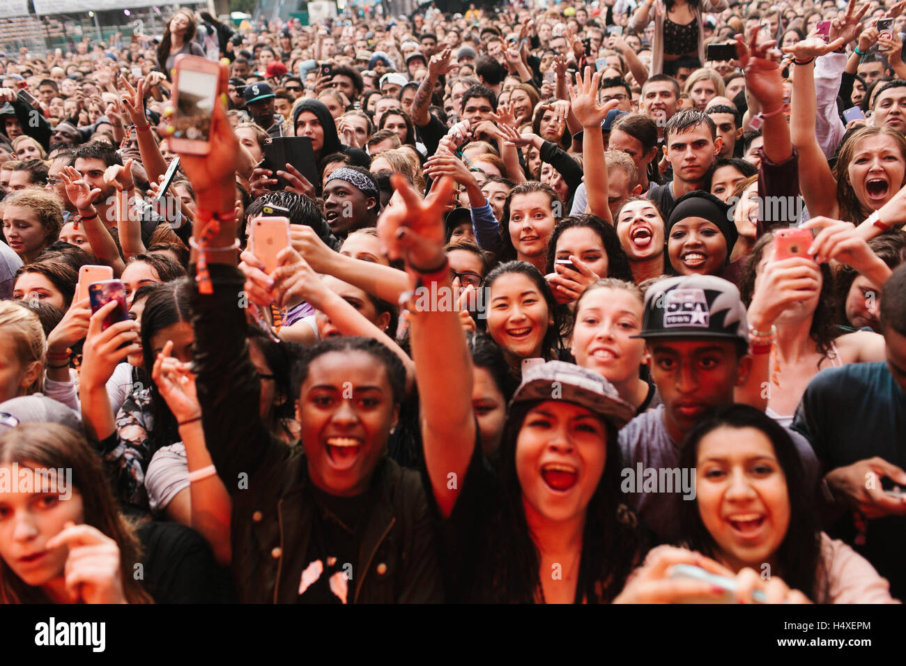 Crowd atmosphere at Bumbershoot Festival on September 5, 2015 in Seattle, Washington. Stock Photo