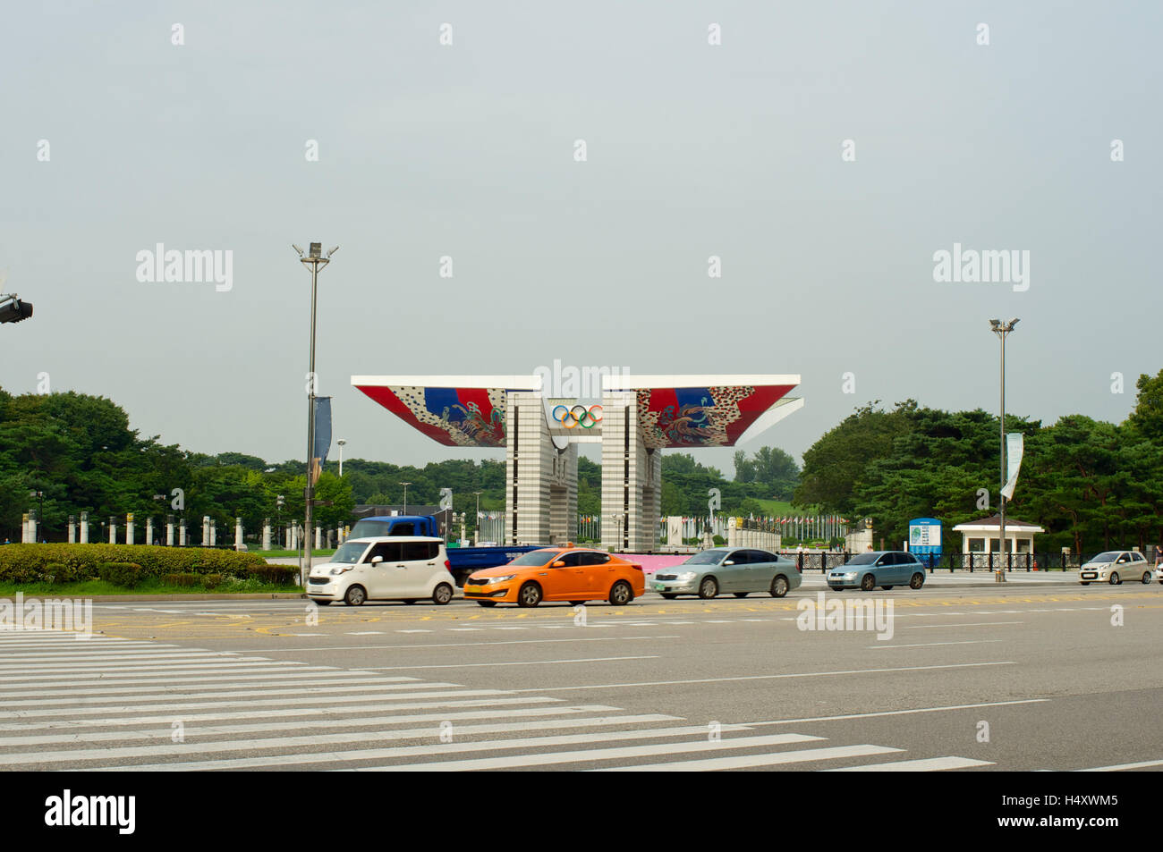Olympic park in Seoul in summer, South Korea Stock Photo