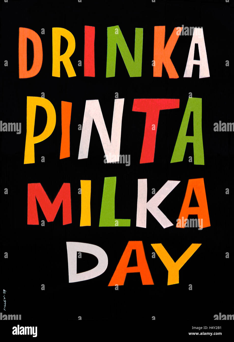 1959 poster on an advertising hoarding or billboard in north London - it has the promotional slogan 'Drinka Pinta Milka Day' Stock Photo