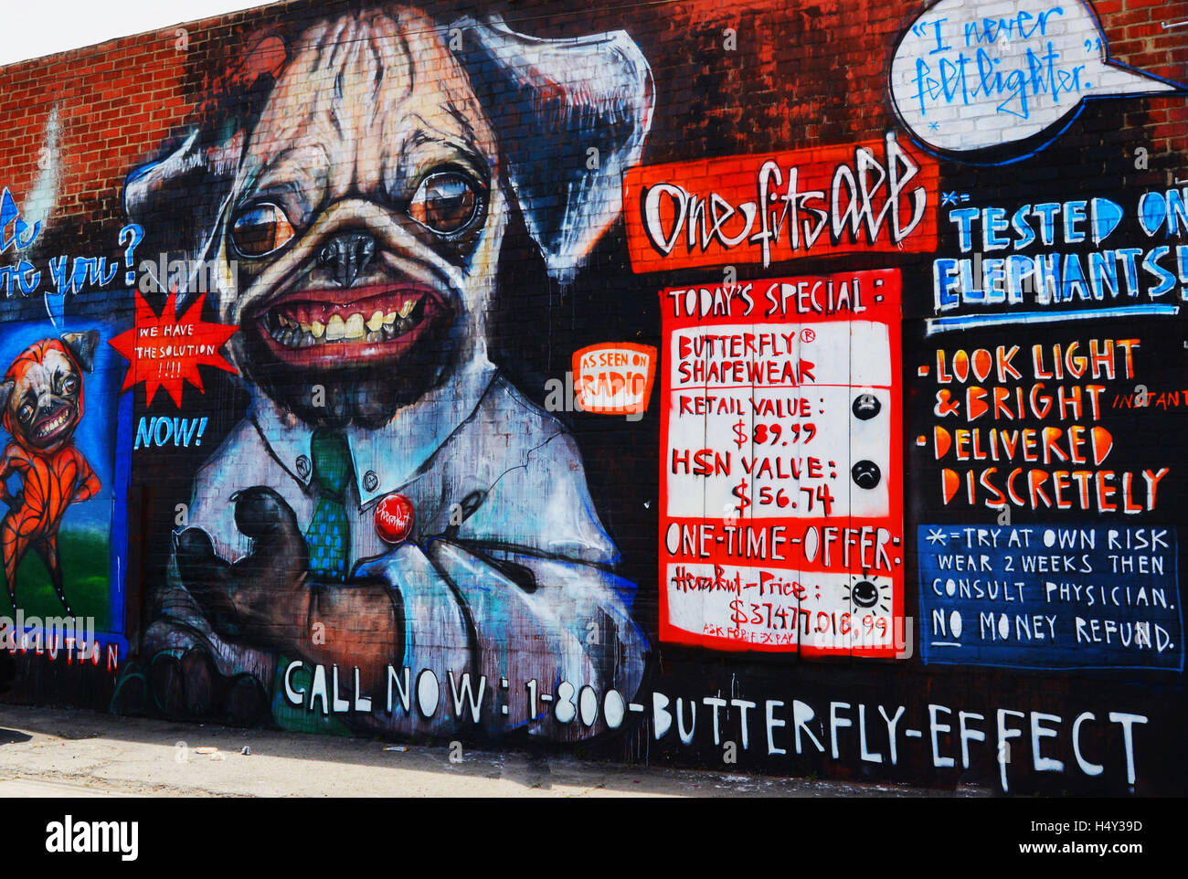 Graffiti Art Wall located in Los Angeles,dog art,wall painting Stock Photo