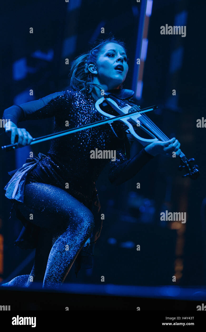 Lindsey Stirling performs at Bumbershoot Festival on September 5, 2015 in Seattle, Washington. Stock Photo