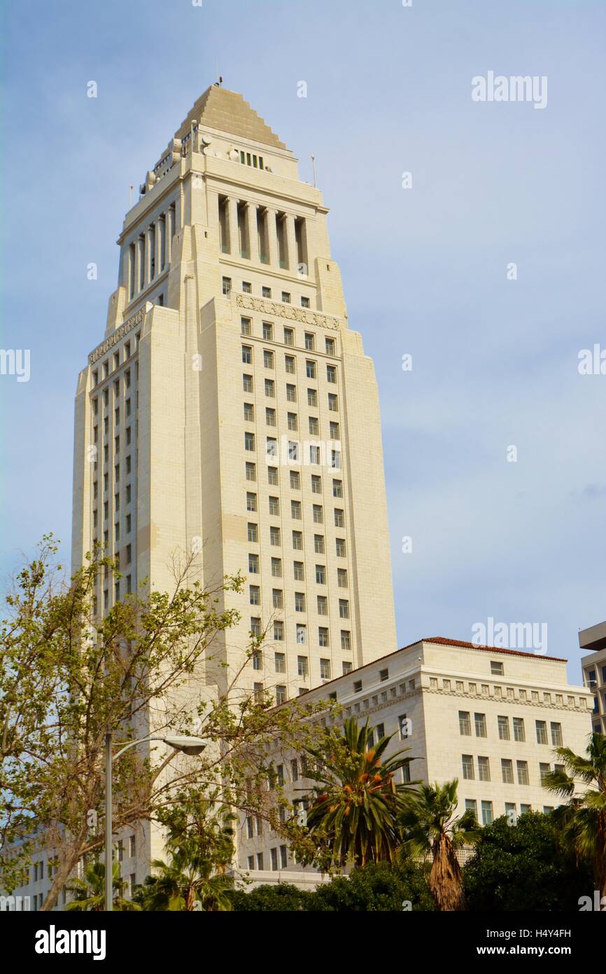 City Hall, City of Los Angeles, iconic art deco,historic,landmark, building, Stock Photo