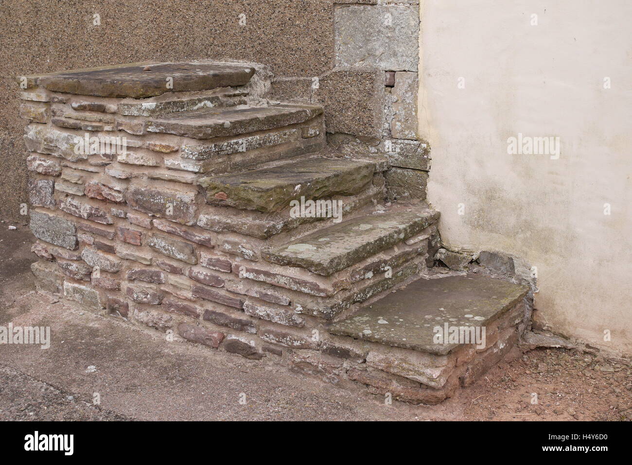 Horse mounting steps, near Abergavenny, Monmouthshire, Wales, UK Stock