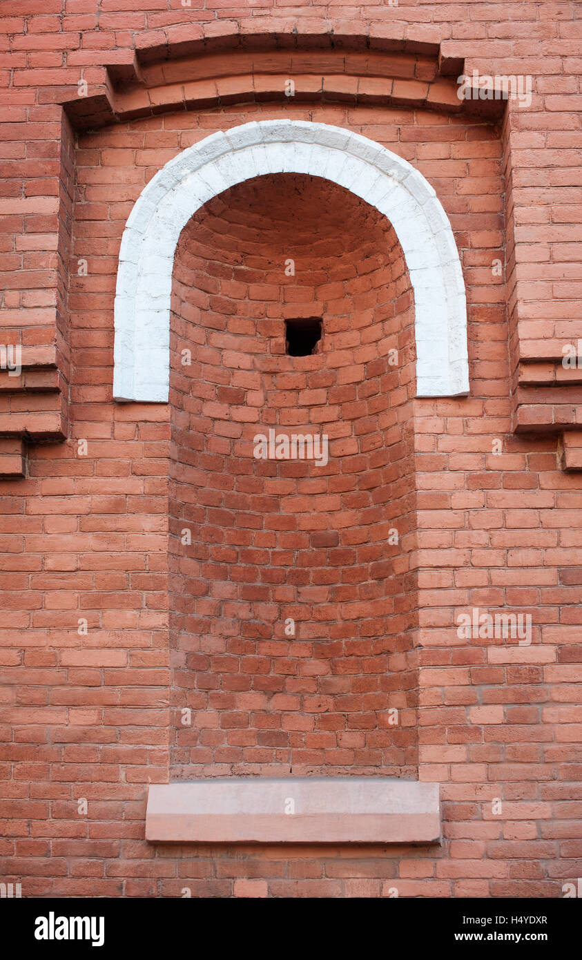 architectural niche in the brick Old Red wall Stock Photo