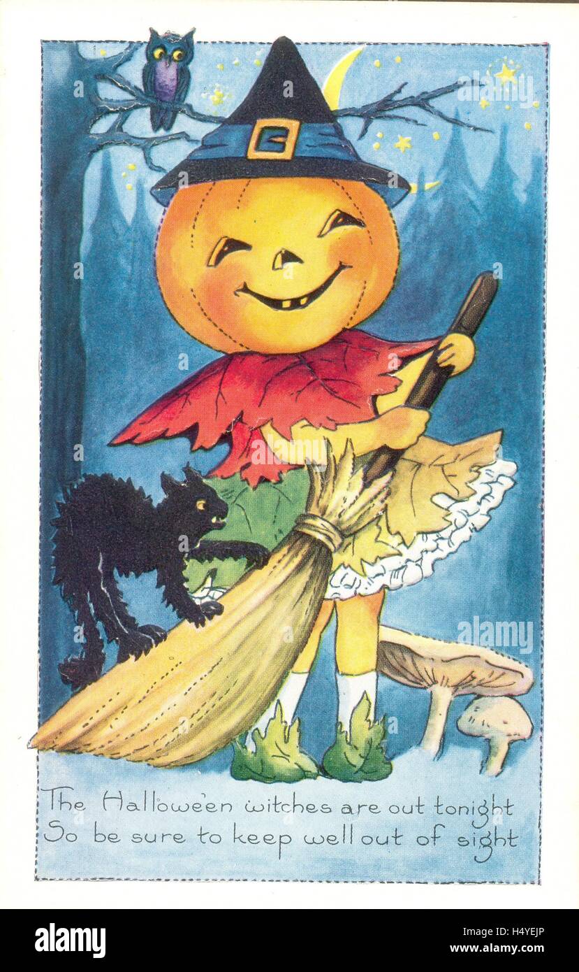 embossed  postcard for Halloween Stock Photo