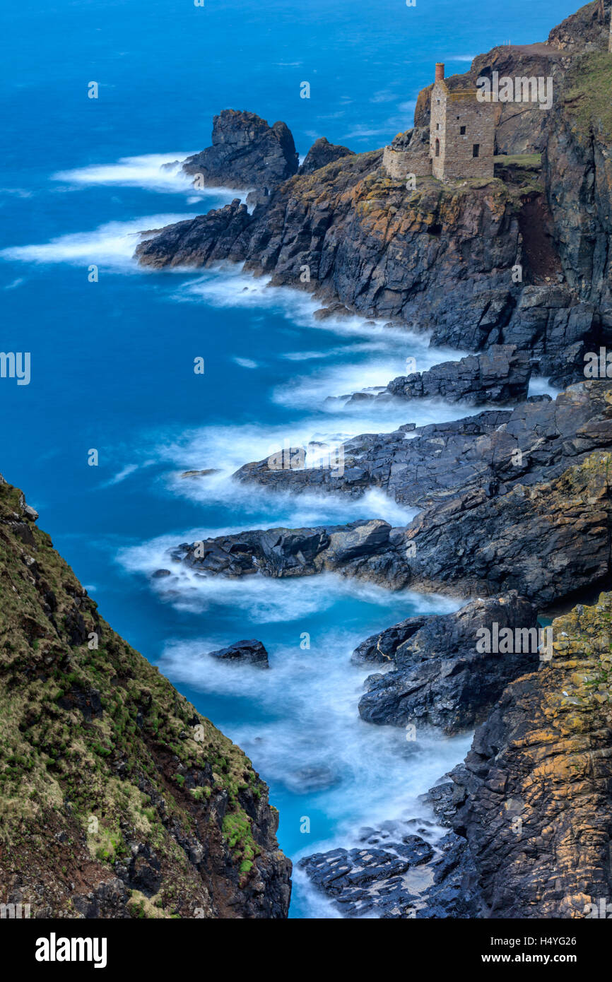 Cliff near Trewellard, Tin Mines, Cornwall, United Kingdom Stock Photo