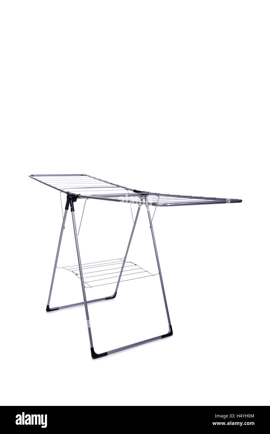 Collapsible clotheshorse isolated on the white background Stock Photo ...