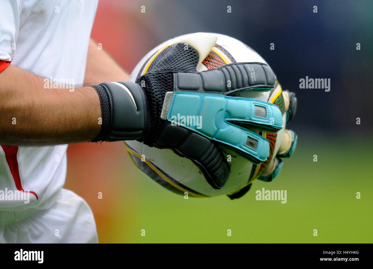 Jabulani, Adidas World Cup ball, in the hands of a goalkeeper Stock Photo