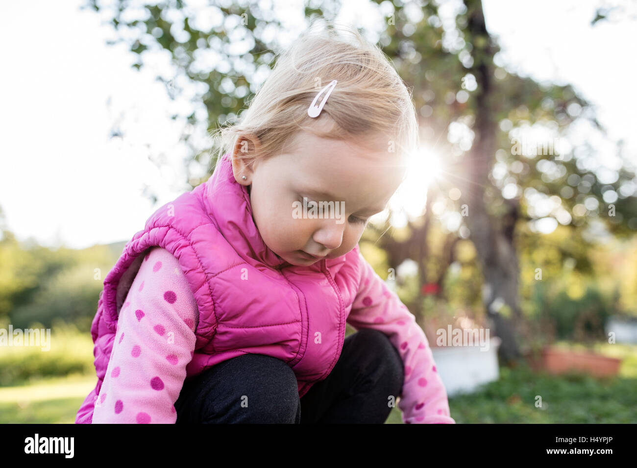 Cute little girl outside in nature on a sunny day Stock Photo - Alamy