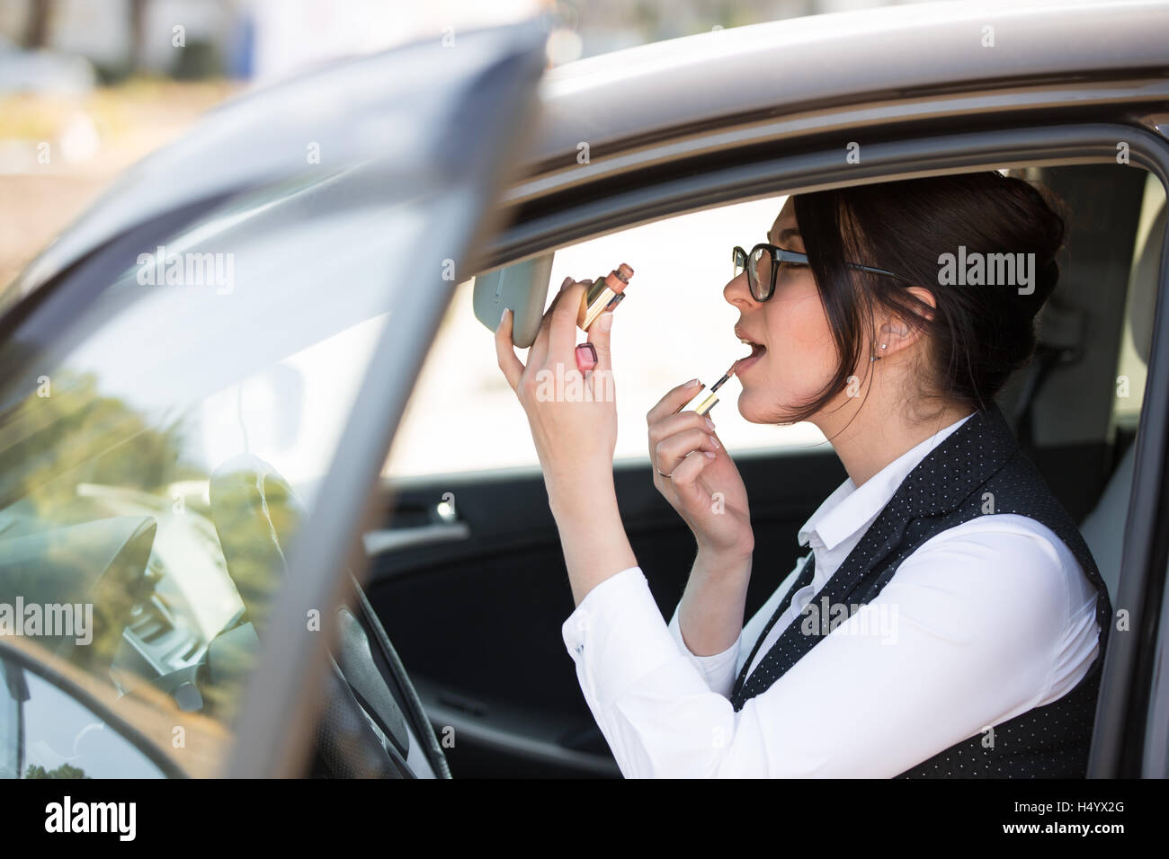 happy young woman in the car Stock Photo - Alamy
