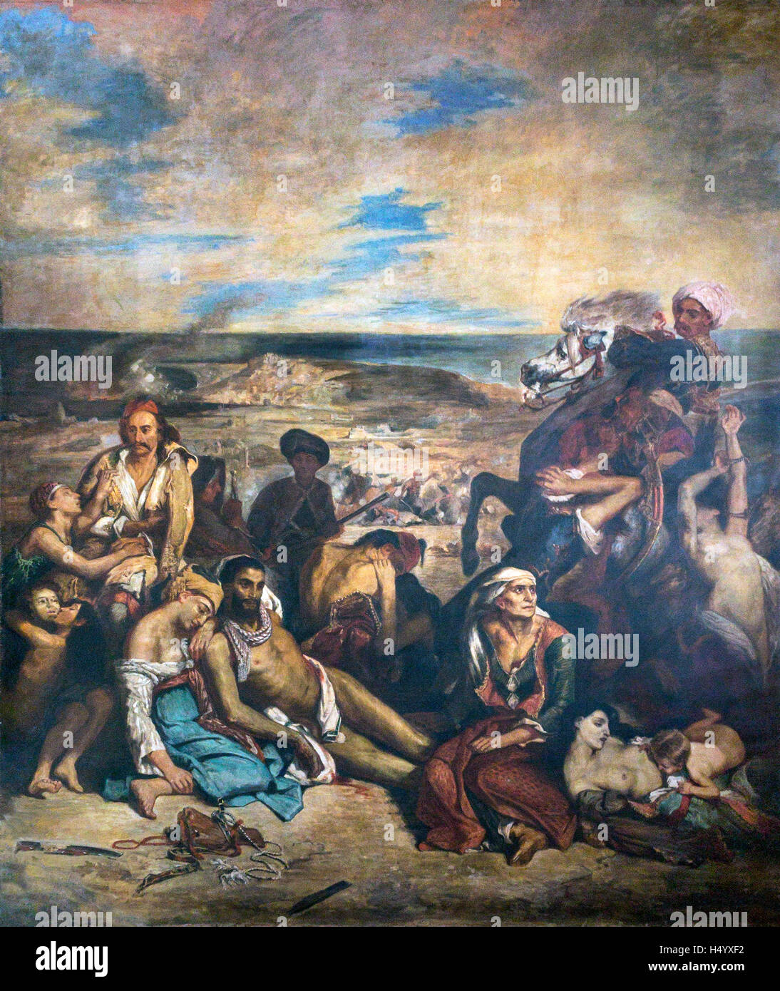 Archaeological museum  copy of  Les massacres de Scio painting of Delacroix, Chios Island Greece Stock Photo