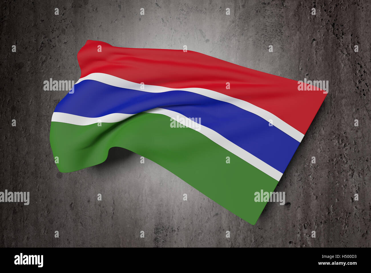 3d rendering of Gambia flag waving on a dirty background Stock Photo ...