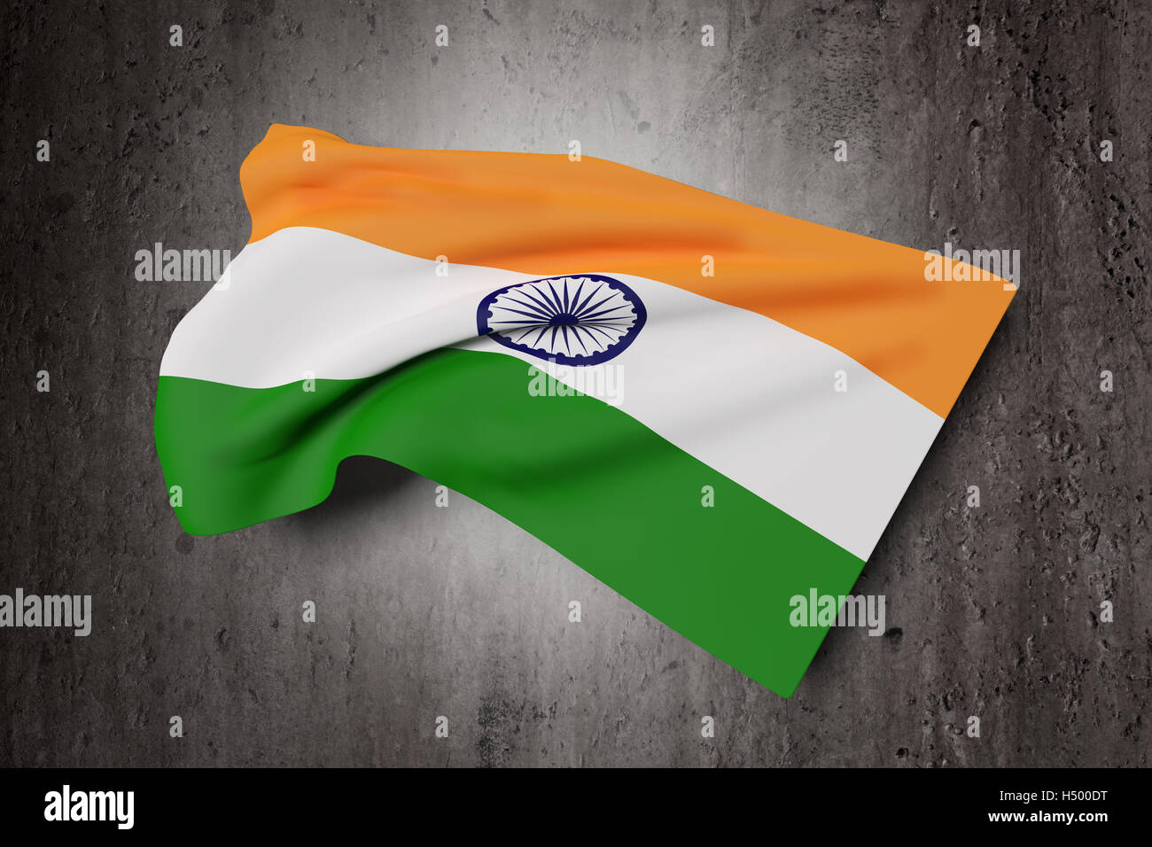 3d rendering of Republic of India flag waving on dirty background Stock ...