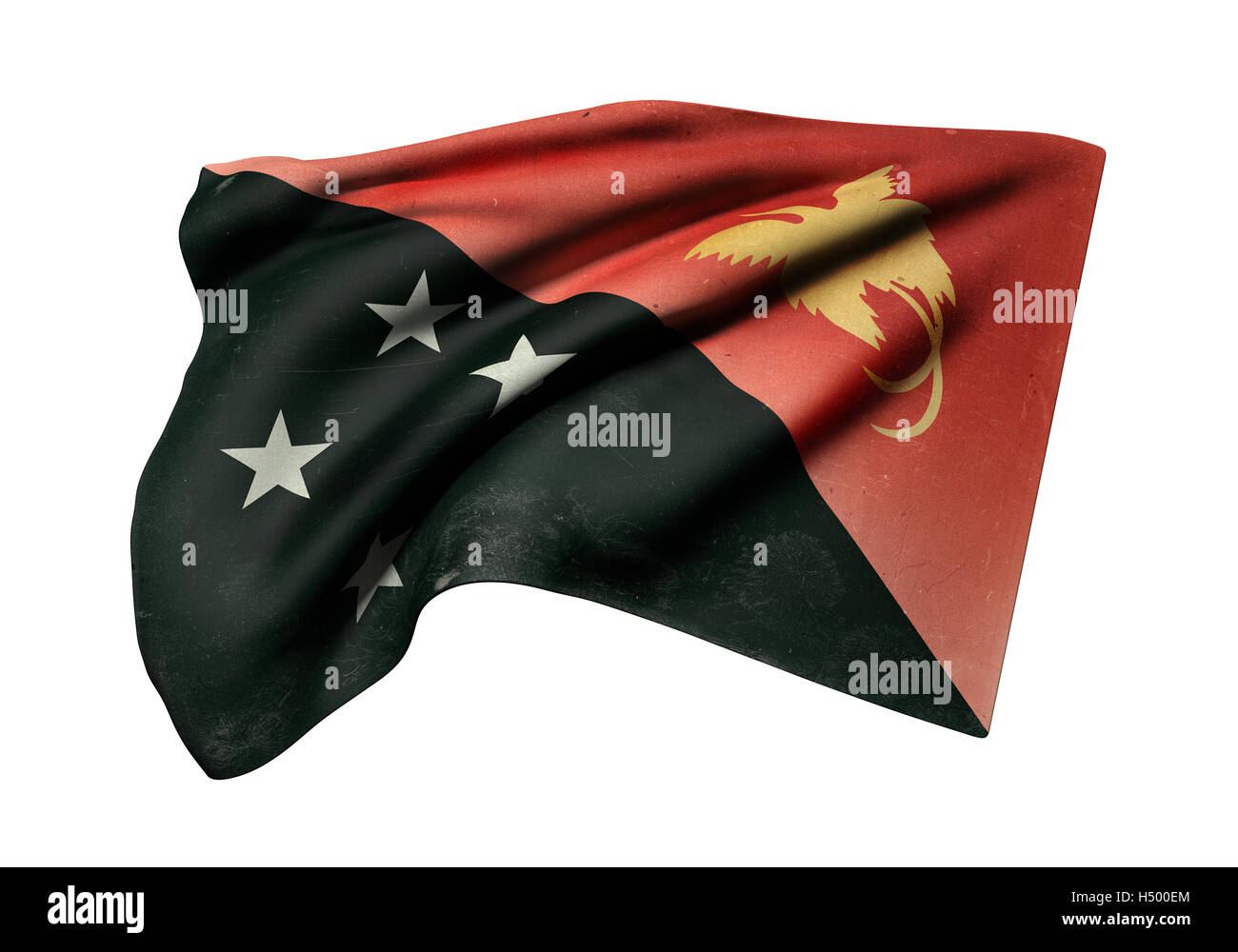 3d rendering of an old Independent State of Papua New Guinea flag waving Stock Photo
