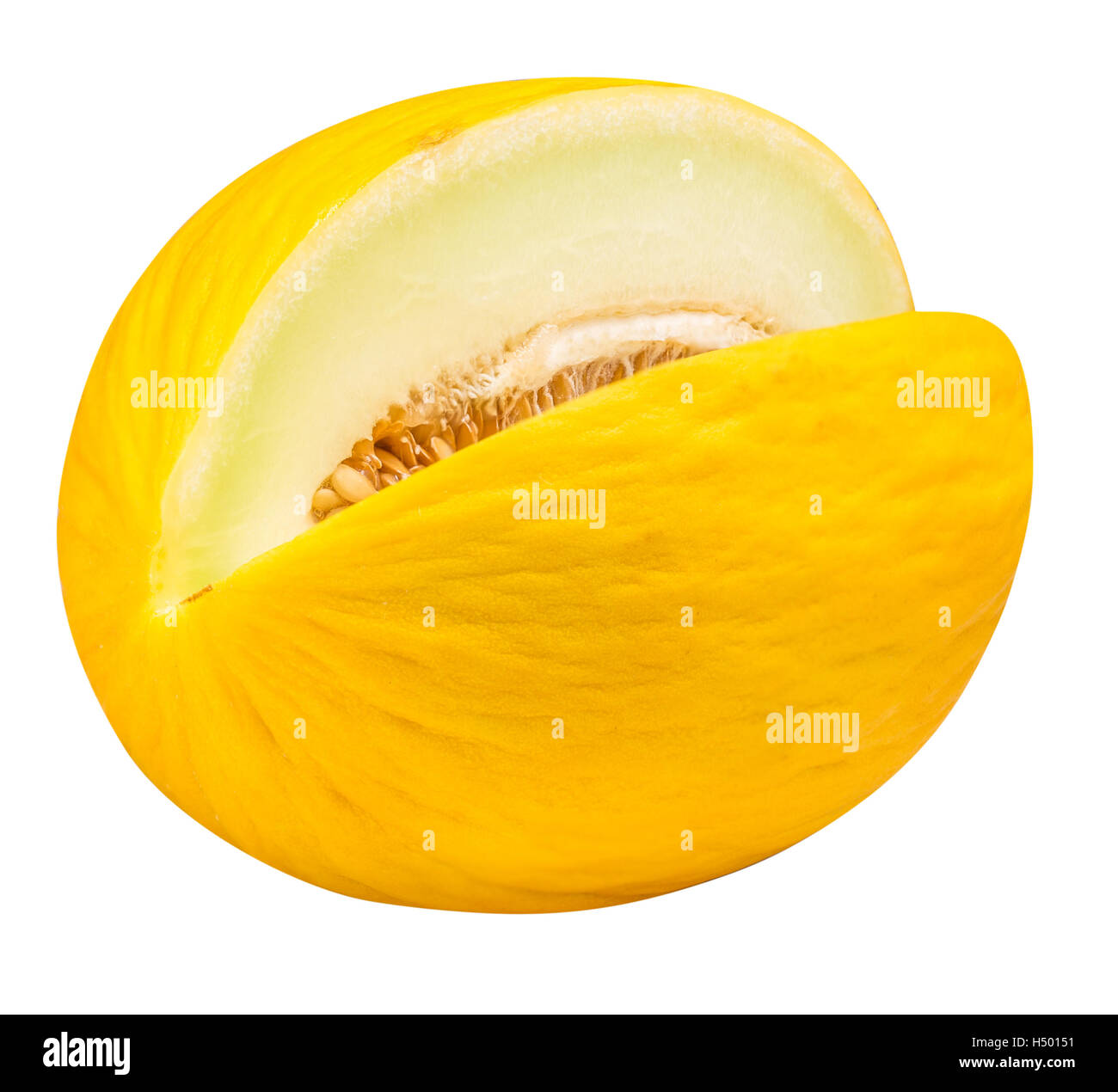 Yellow eating melon isolated on white background with clipping path