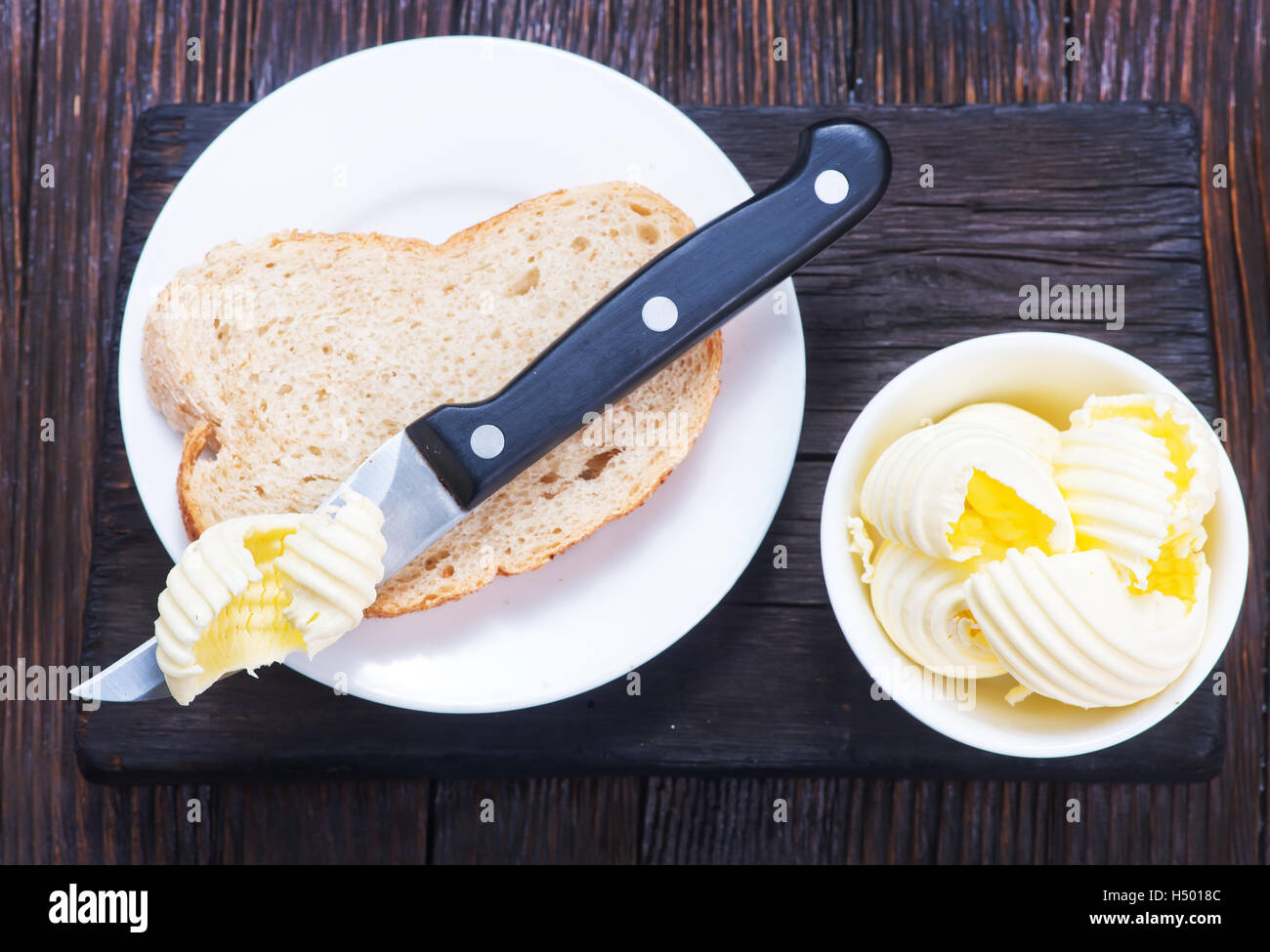 bread and butter for breakfast, breakfast on a table Stock Photo Alamy