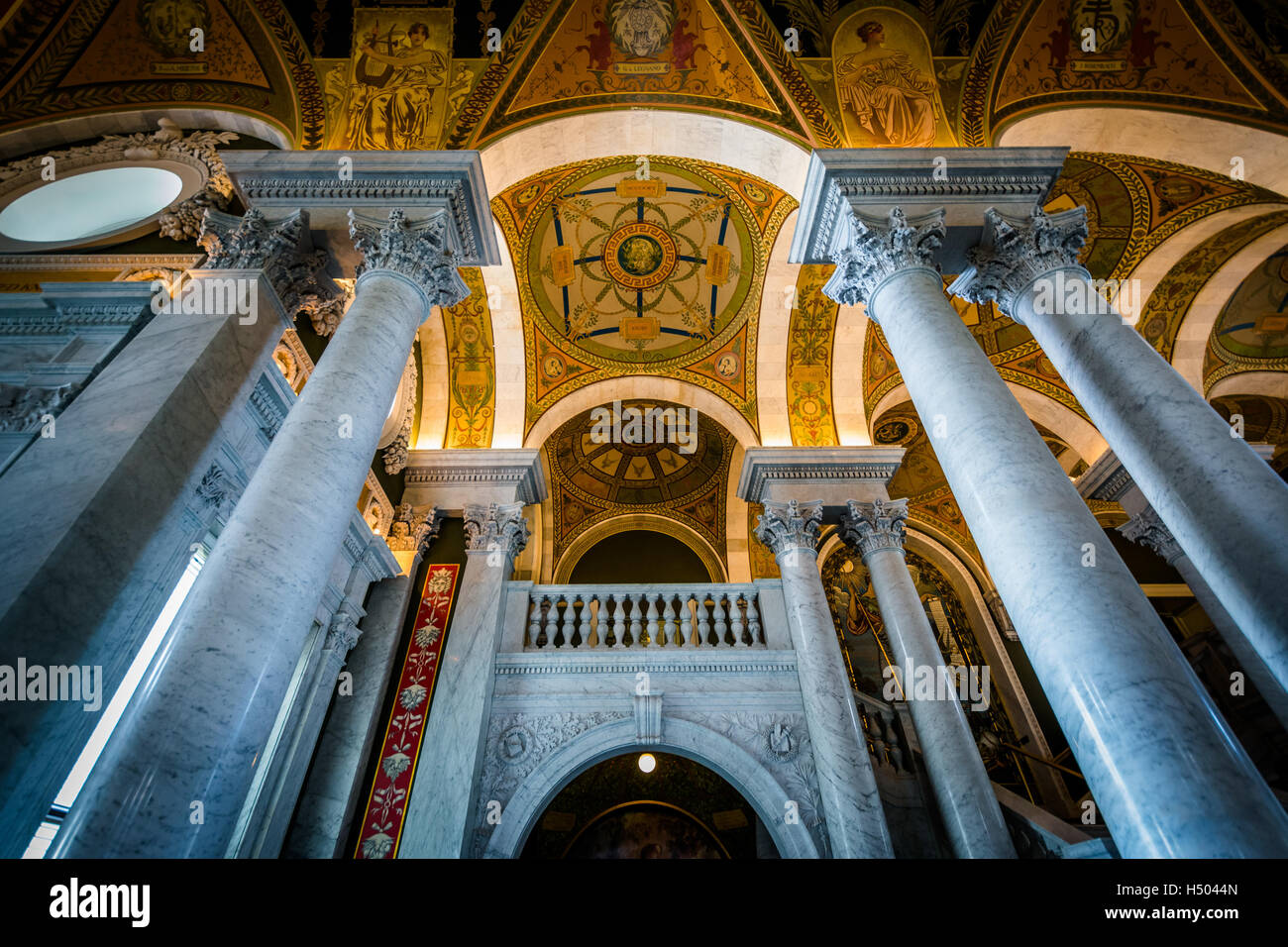 The interior of the Thomas Jefferson Building of the Library of Congress, in Washington, DC. Stock Photo