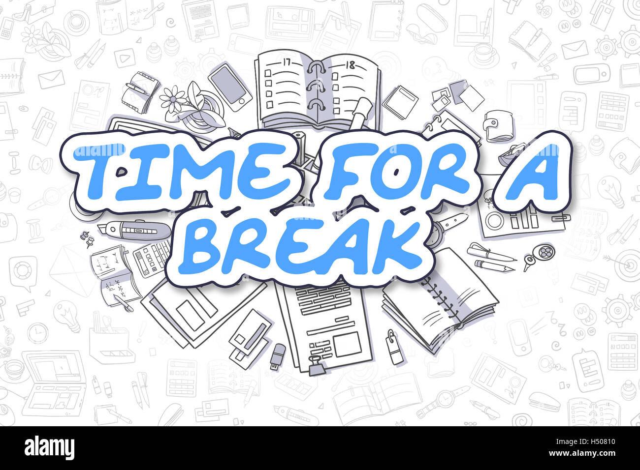 Time For A Break - Doodle Blue Word. Business Concept. Stock Photo