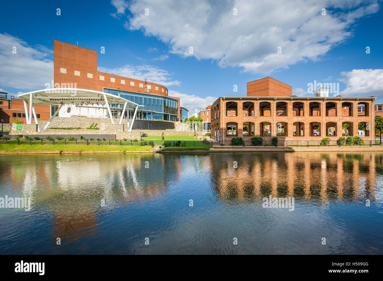 Buildings along the Reedy River, in downtown Greenville, South Carolina Stock Photo Alamy