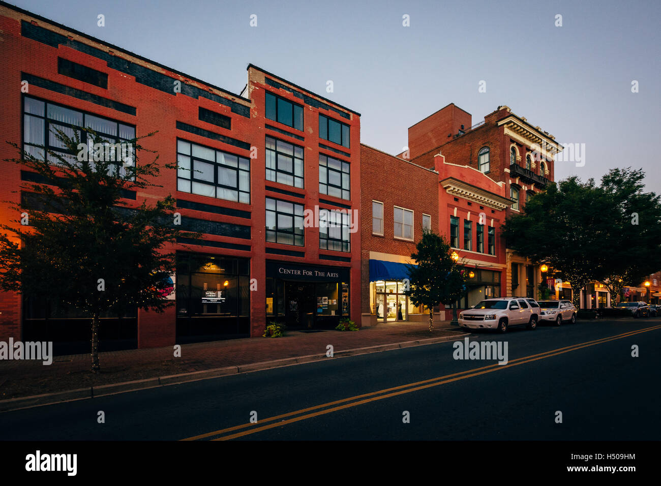 Buildings on Main Street, in downtown Rock Hill, South Carolina Stock ...