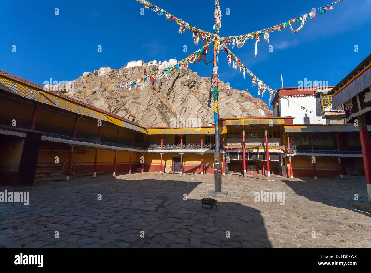Lhatse Chode Monastery in Old Lhatse and Fort (on the hill), Tibet