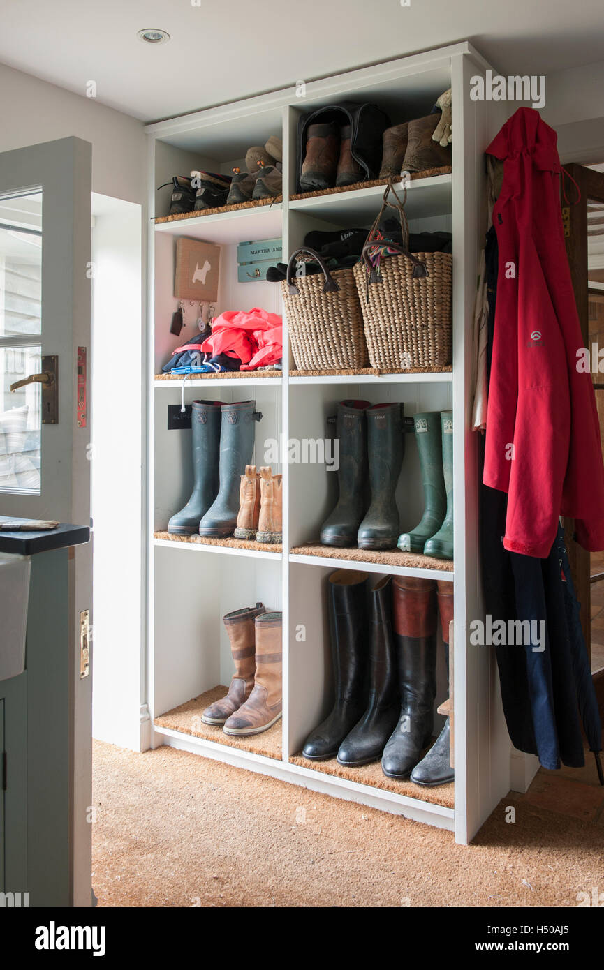 Country house boot locker Stock Photo