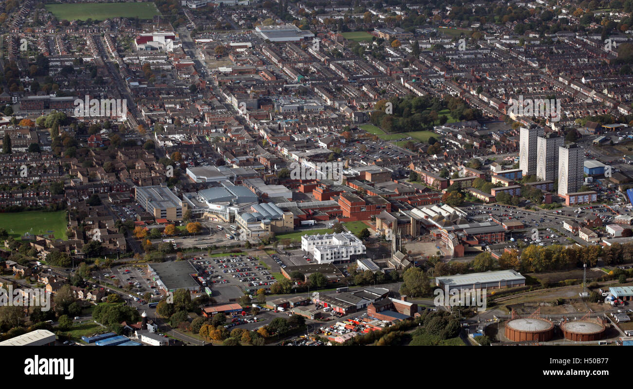 aerial view of Scunthorpe town centre, Lincolnshire, UK Stock Photo
