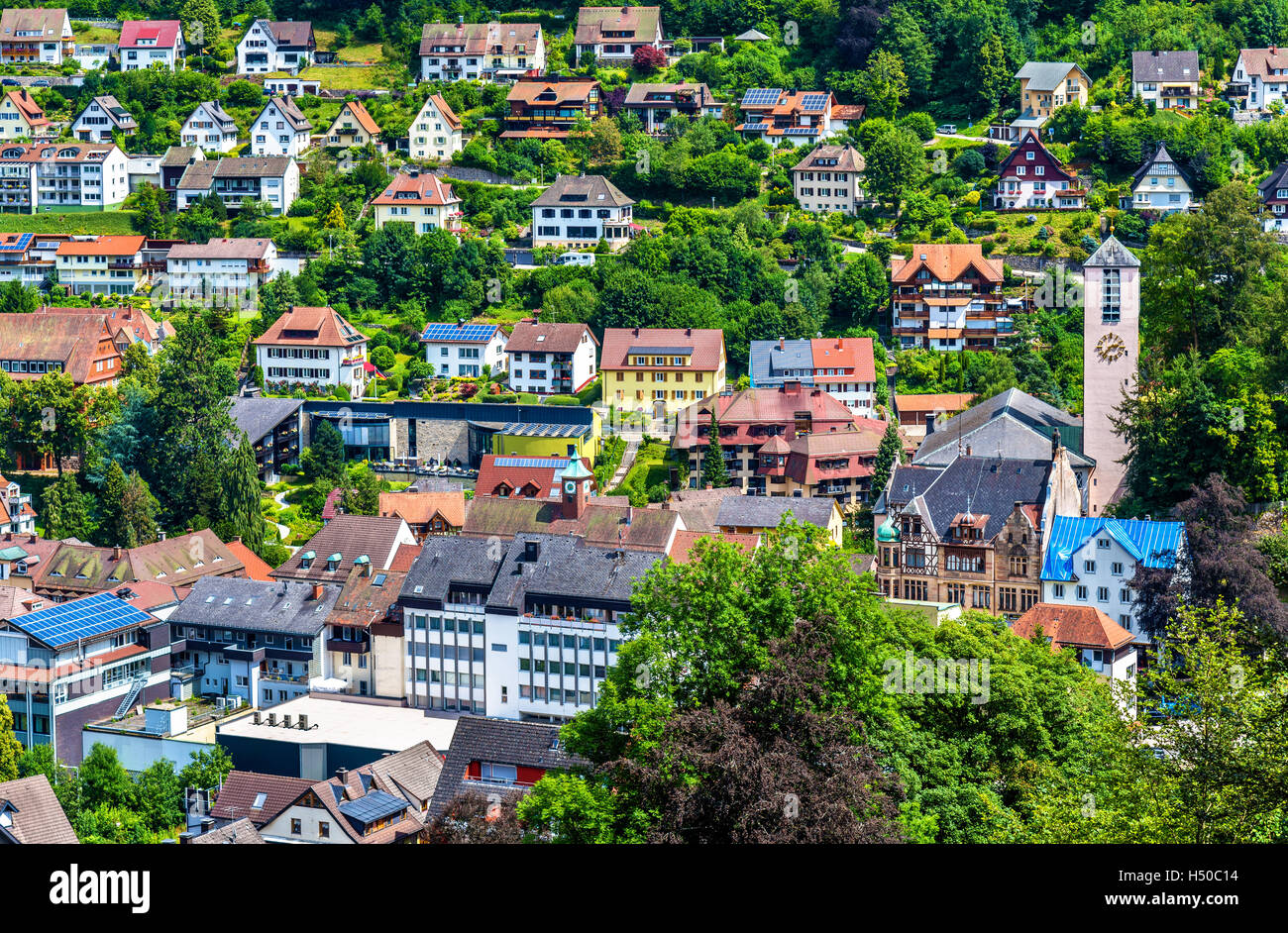 View of Triberg im Schwarzwald town - Germany, Baden-Wurttemberg Stock Photo
