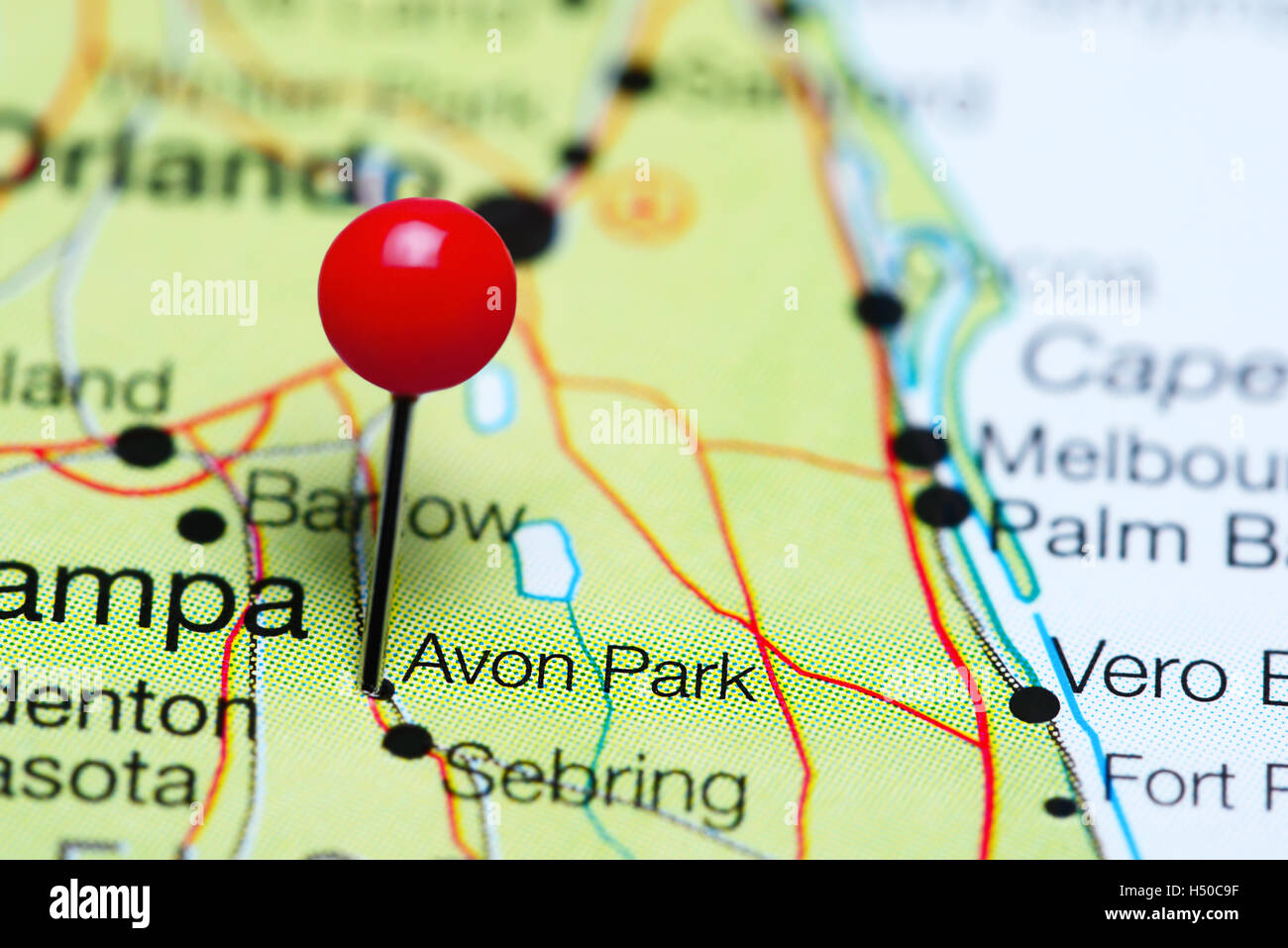 Avon Park pinned on a map of Florida - Avon Park Pinned On A Map Of Florida Usa H50C9F 